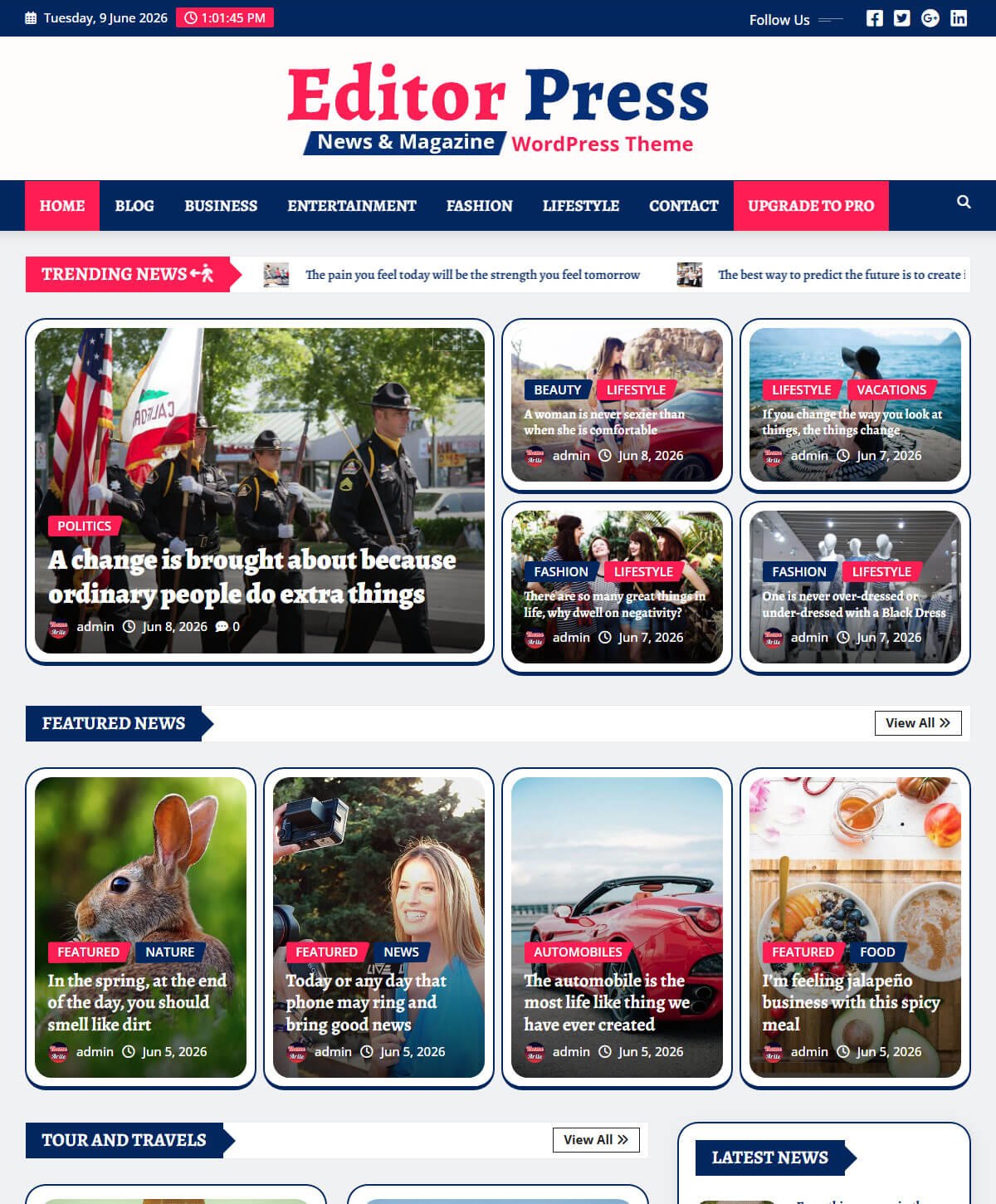 The News Blog and Magazine WordPress Theme