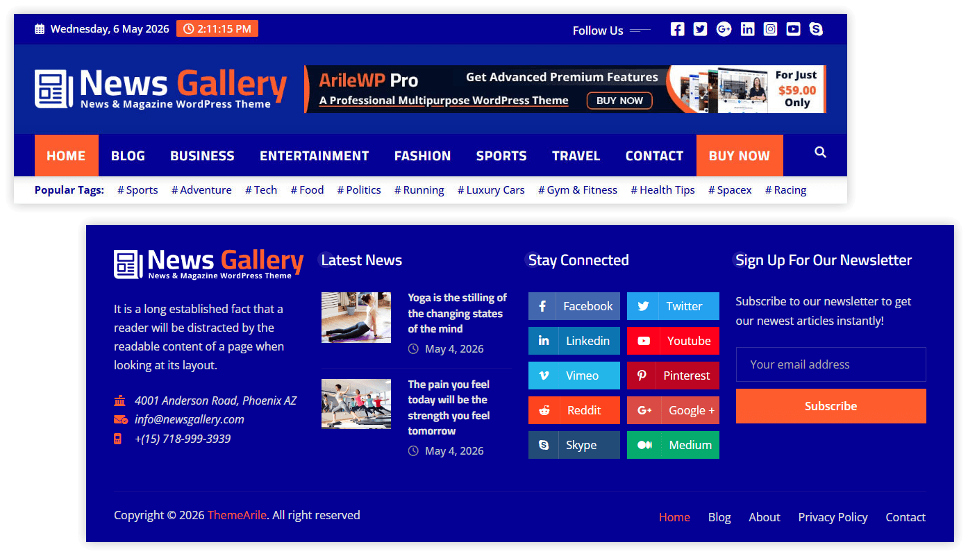 Amazing Header & Footer Style Variations