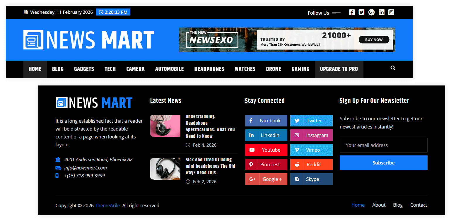 Amazing Header & Footer Style Variations