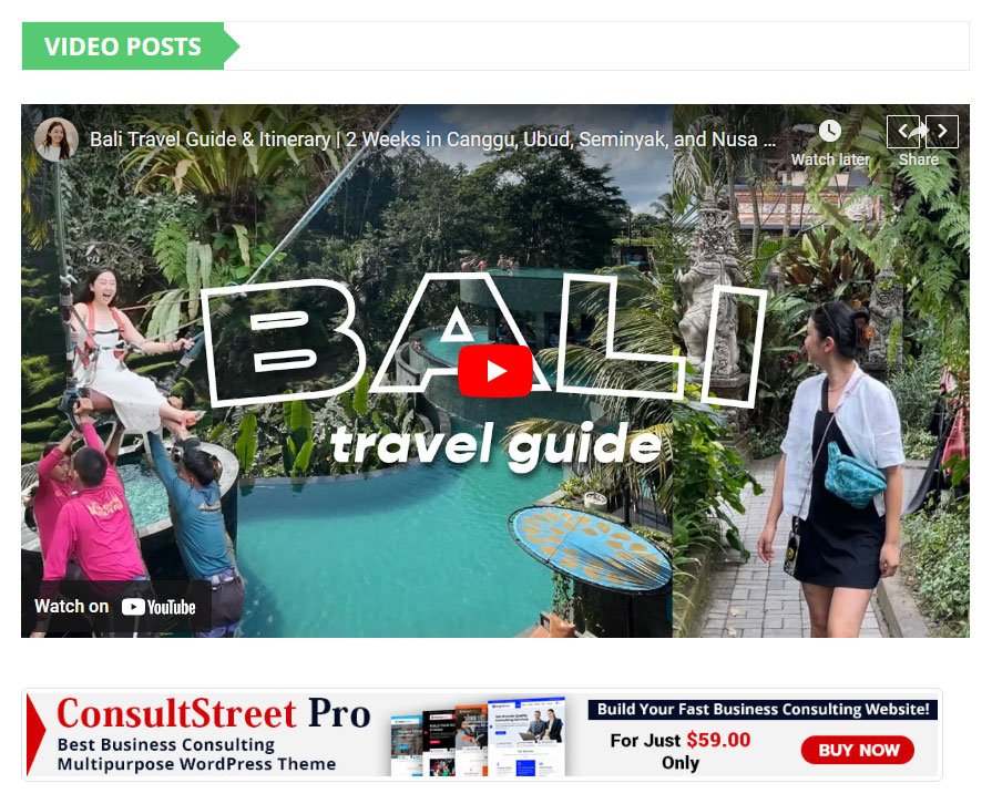 Amazing Video Posts Slider With Advertisement
