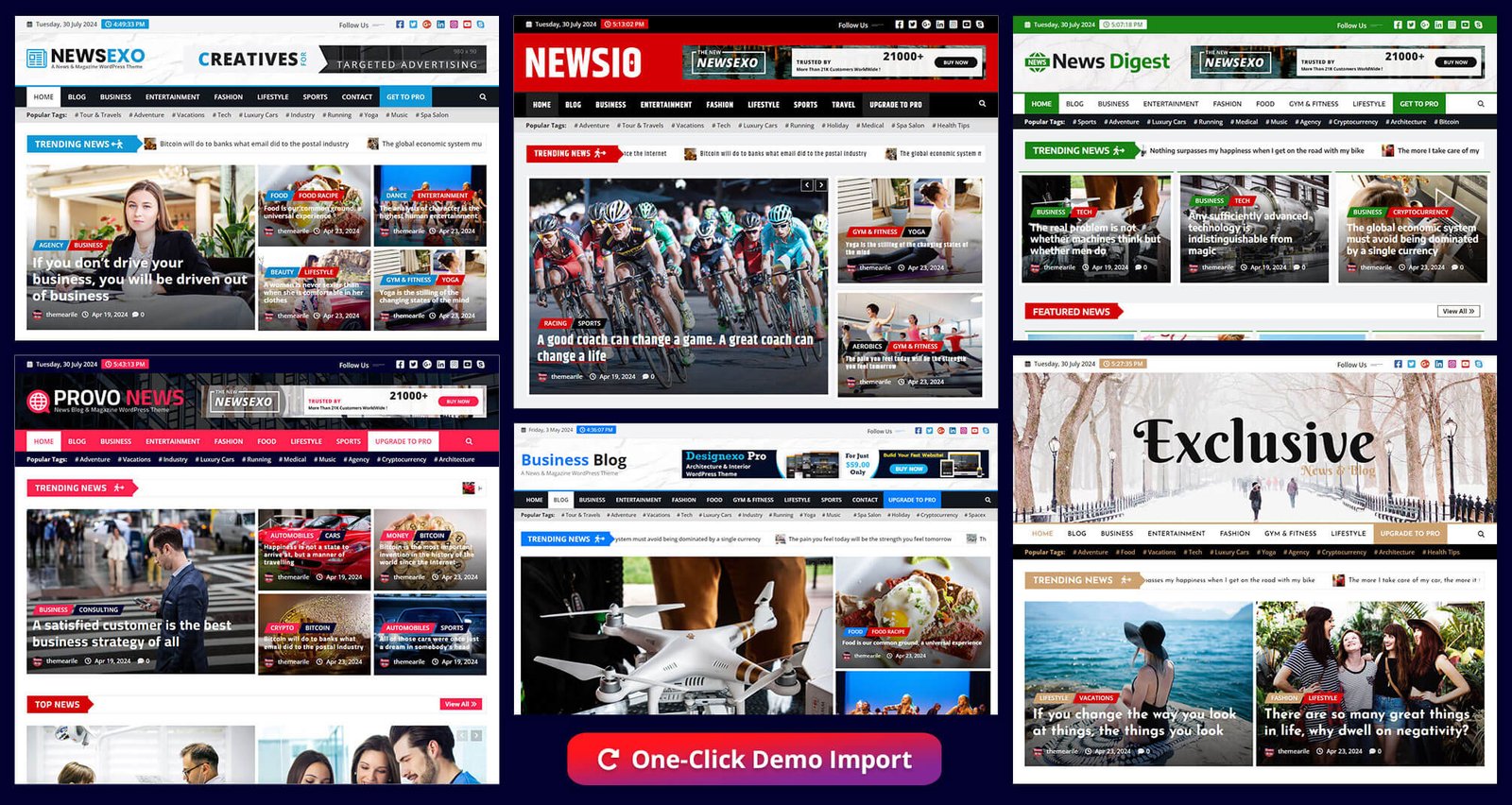 Premade Layouts With One-Click Demo Import Style Variations