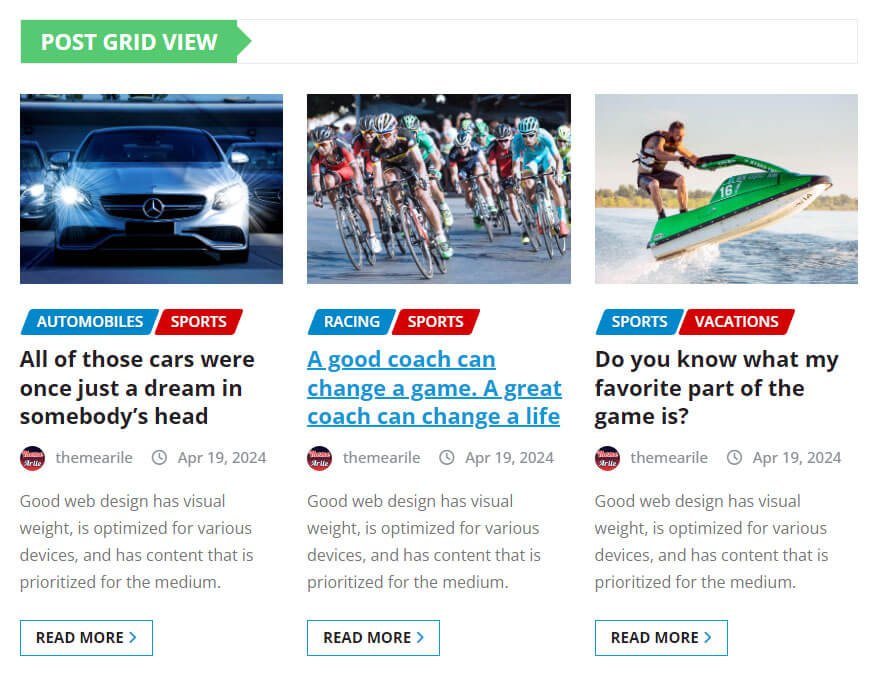 Modern Grid View News Area